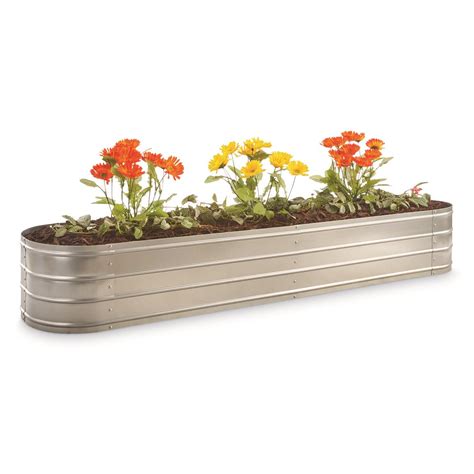 castlecreek oval galvanized steel planter box silver|galvanized planter box.